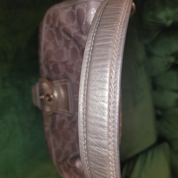 EUC - Coach Handbag Silver Gray Metal Signature monogram without a bear keychain - Picture 10 of 12